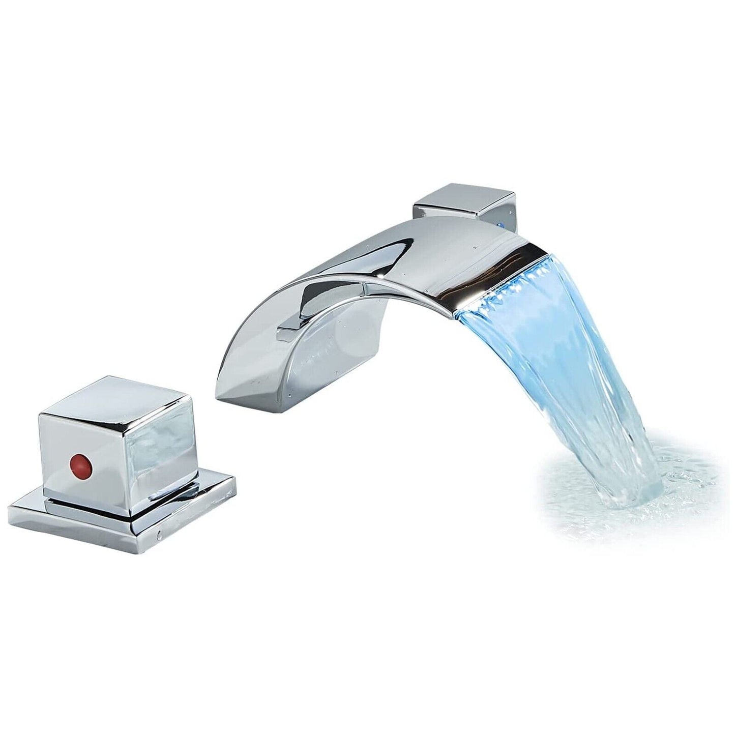 Zovajonia 3 Hole Bathroom Faucet, Matte Black Dual Crystal Knobs Vanity Basin LED Sink Faucet Mixer Bronze Bath Faucets,Widespread bathroom faucets for sink 3 hole Waterfall Tub Faucet