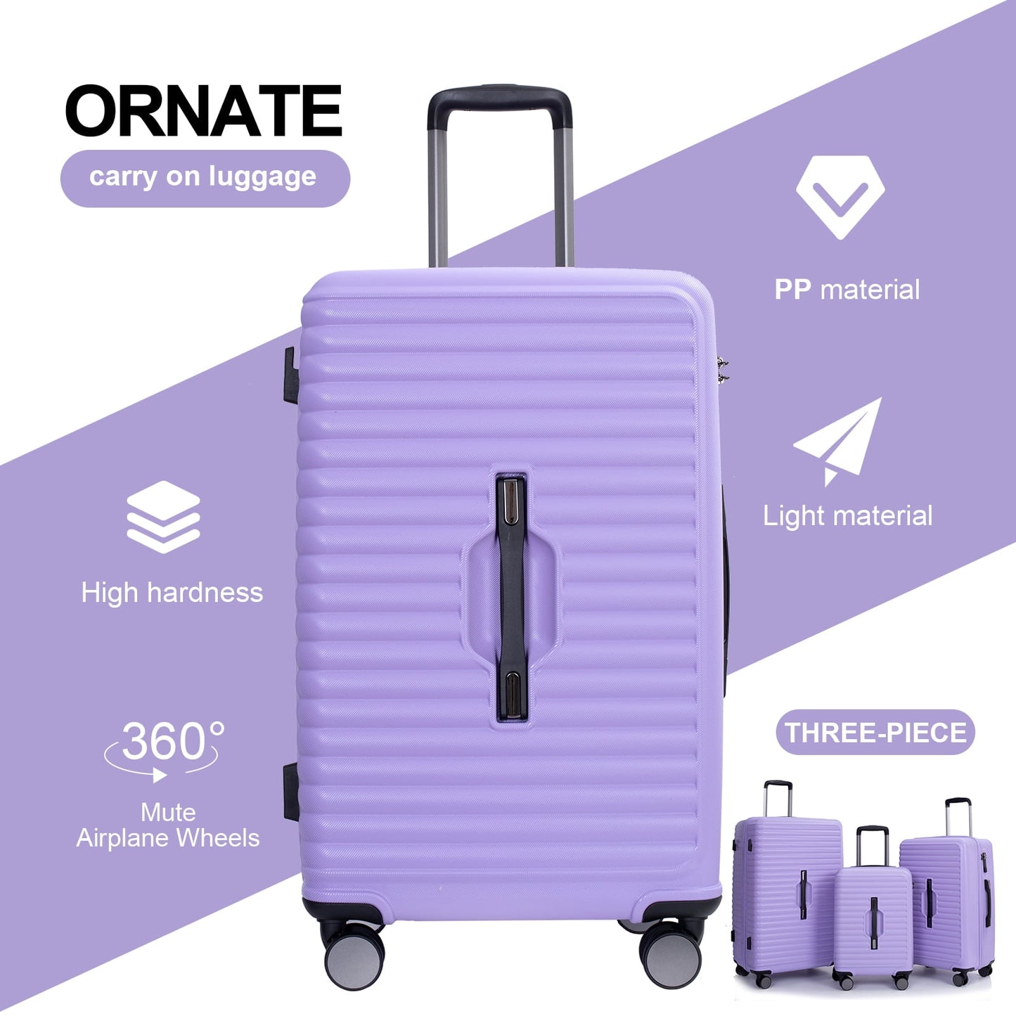 Travelhouse 3 Piece Hardside Luggage Set Hardshell Lightweight Suitcase with TSA Lock Spinner Wheels 3 .(Orange)