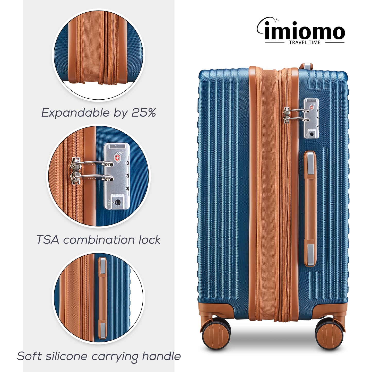 imiomo 20" Carry-on Luggage, Hard Luggage with Spinner Wheels, Lightweight Luggage Set with TSA Lock