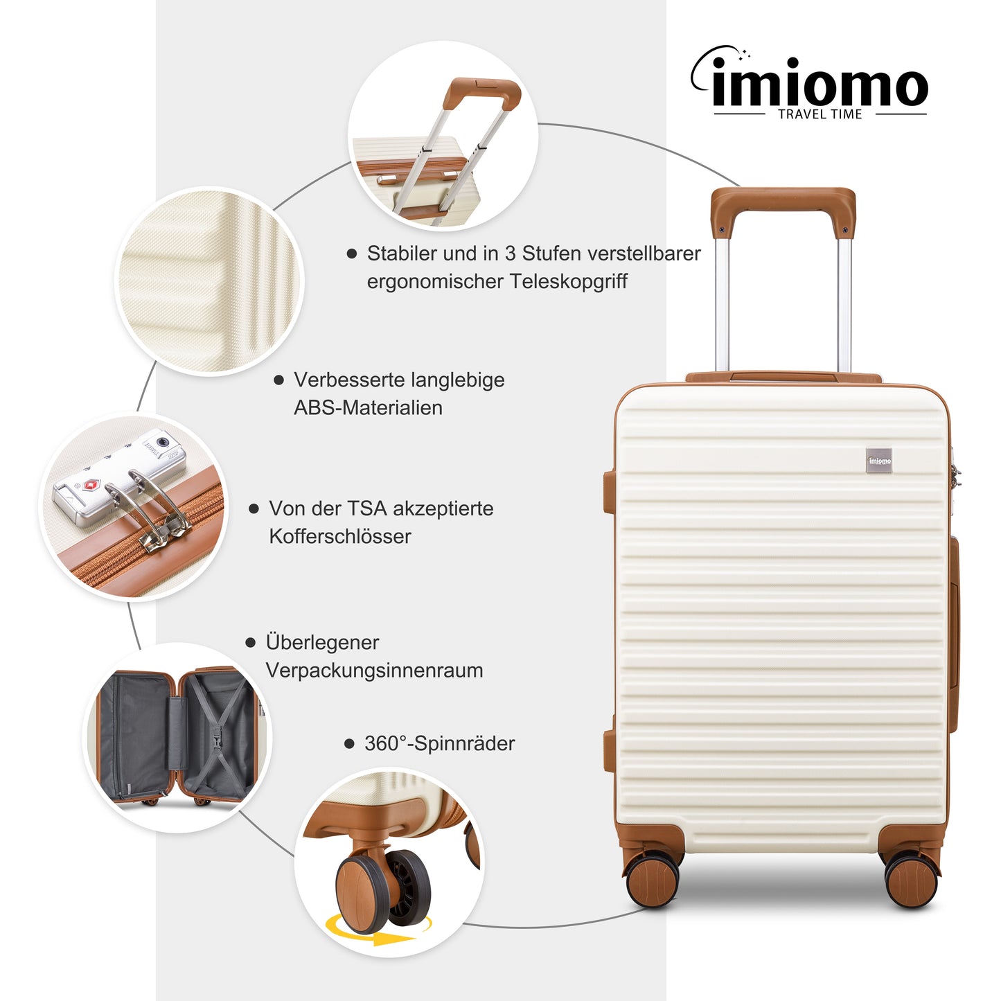 imiomo 20" Carry-on Luggage, Hard Luggage with Spinner Wheels, Lightweight Luggage Set with TSA Lock
