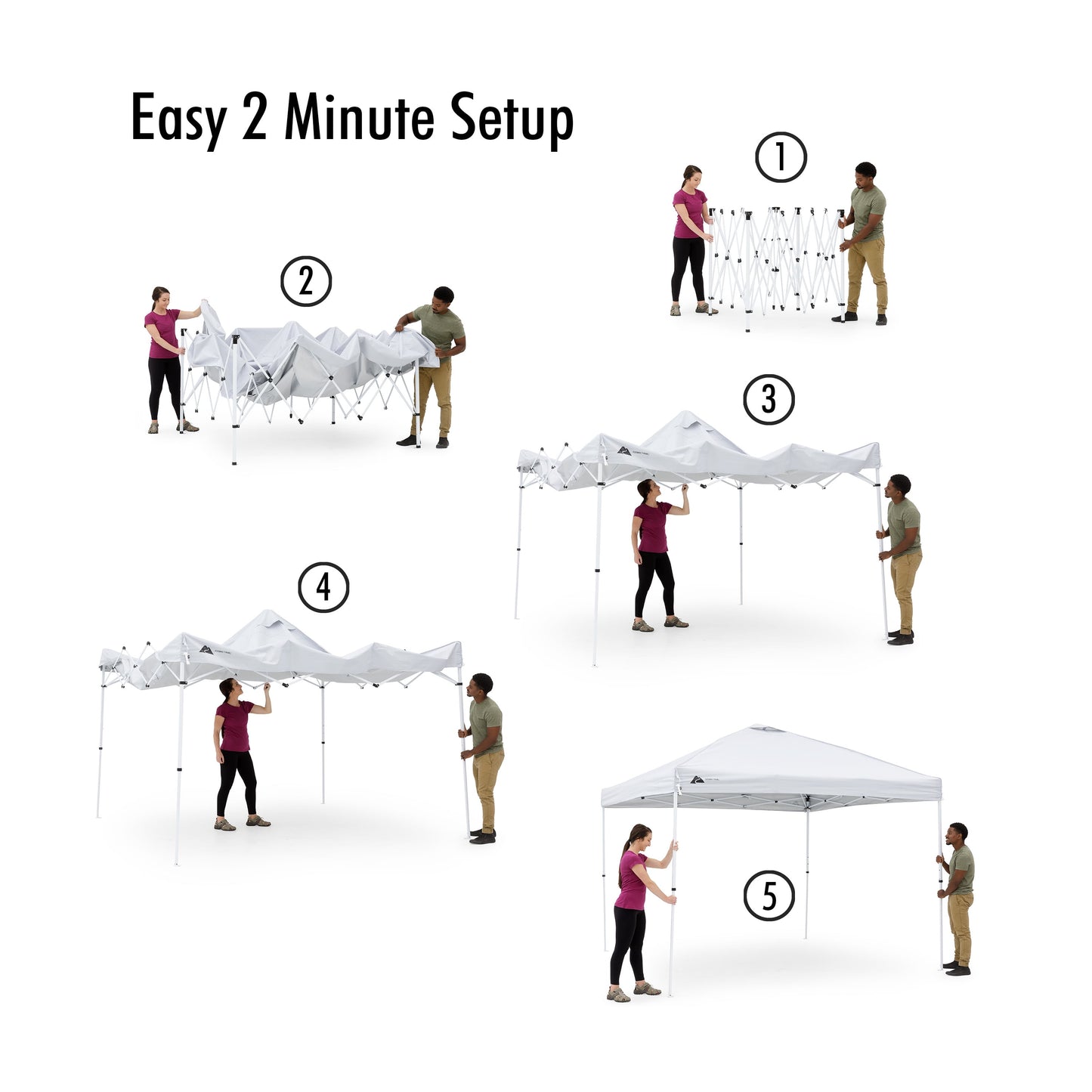 Ozark Trail Simple Push Straight Leg Instant Canopy, White, 10 ft x 10 ft