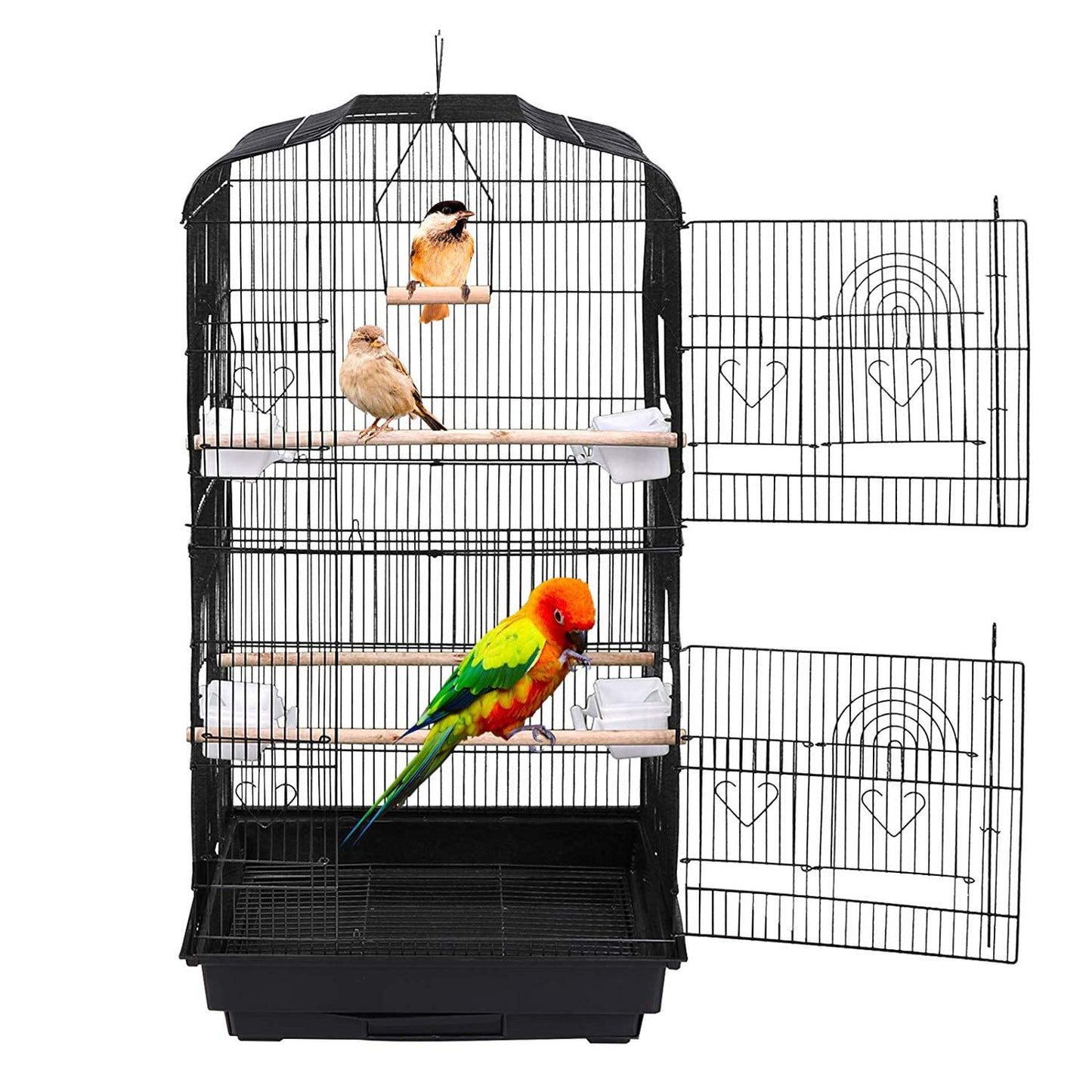 ZENSTYLE 59.3'' Bird Cage with Rolling Stand Wrought Iron Birdcage Medium Pet House