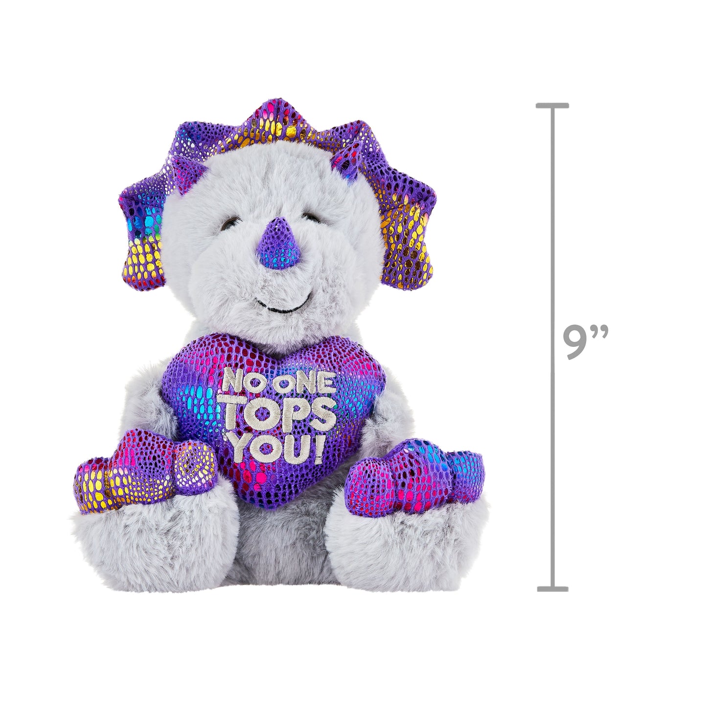 9.5In Gray and Purple Dinosaur Plush Toy for Adult, Way to Celebrate!