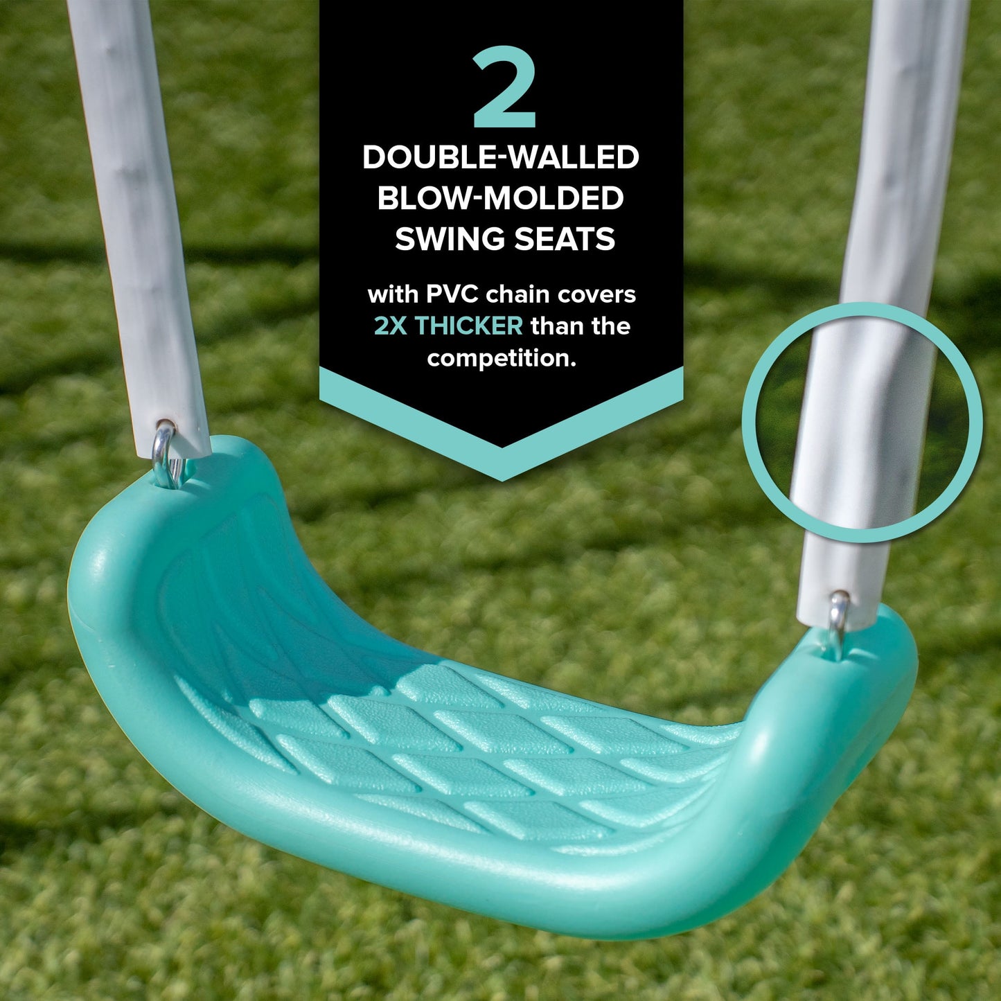Sportspower Arcadia Metal Swing Set with Trapeze, 2 Person Glider Swing, and Lifetime Warranty on Blow Molded Slide