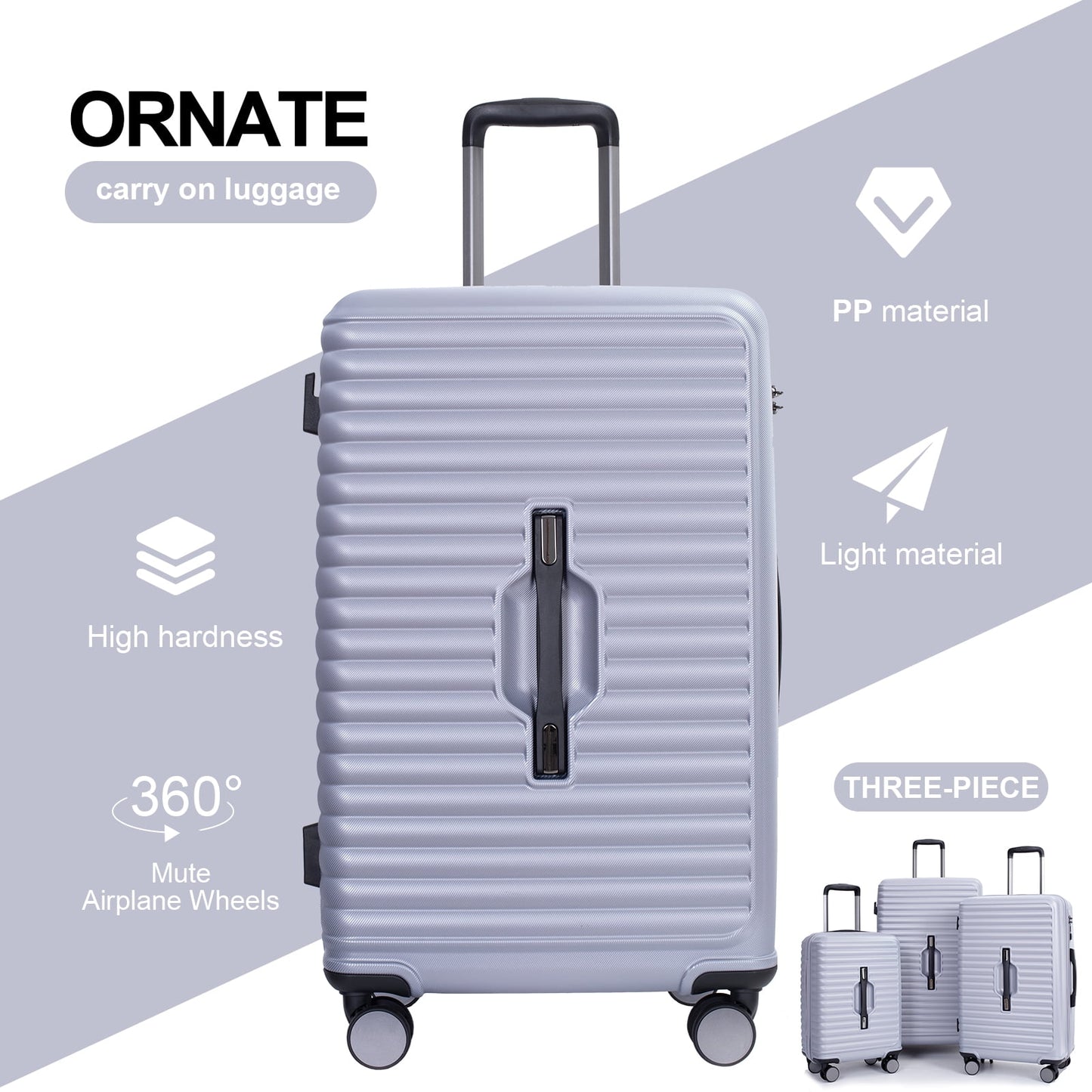 Travelhouse 3 Piece Hardside Luggage Set Hardshell Lightweight Suitcase with TSA Lock Spinner Wheels 3 .(Orange)