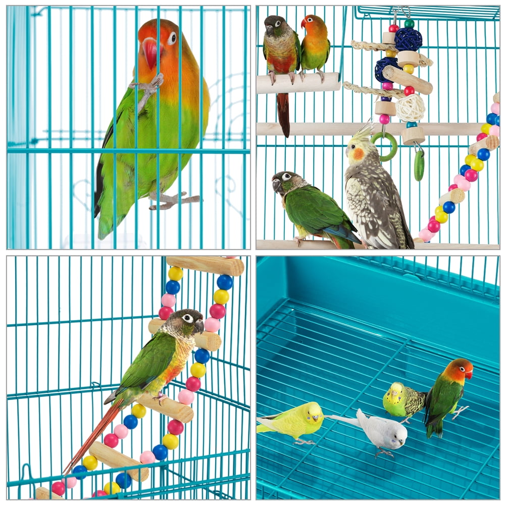 SmileMart 39" Metal Bird Cage with Perches and Toys, Black